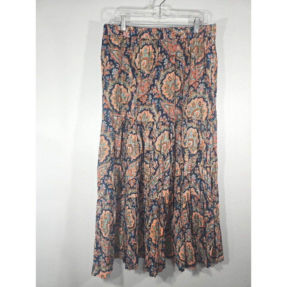 Vintage Signals tiered Maxi Skirt Size XL Reversible Floral Paisley boho BY
